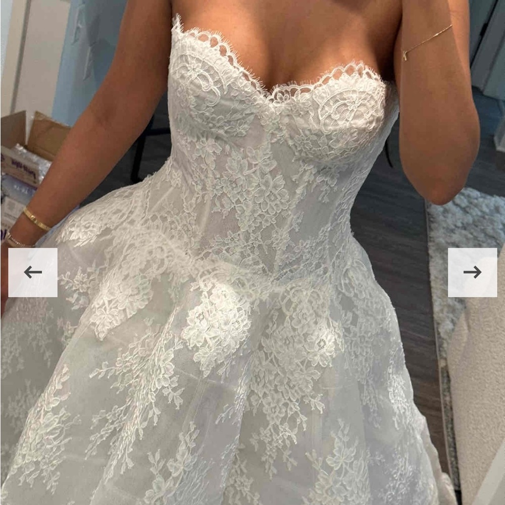 MONIQUE LHUILLLIER ALEXANDRA Silk White Bridal Gown Size 6 - Picture 2 of 6